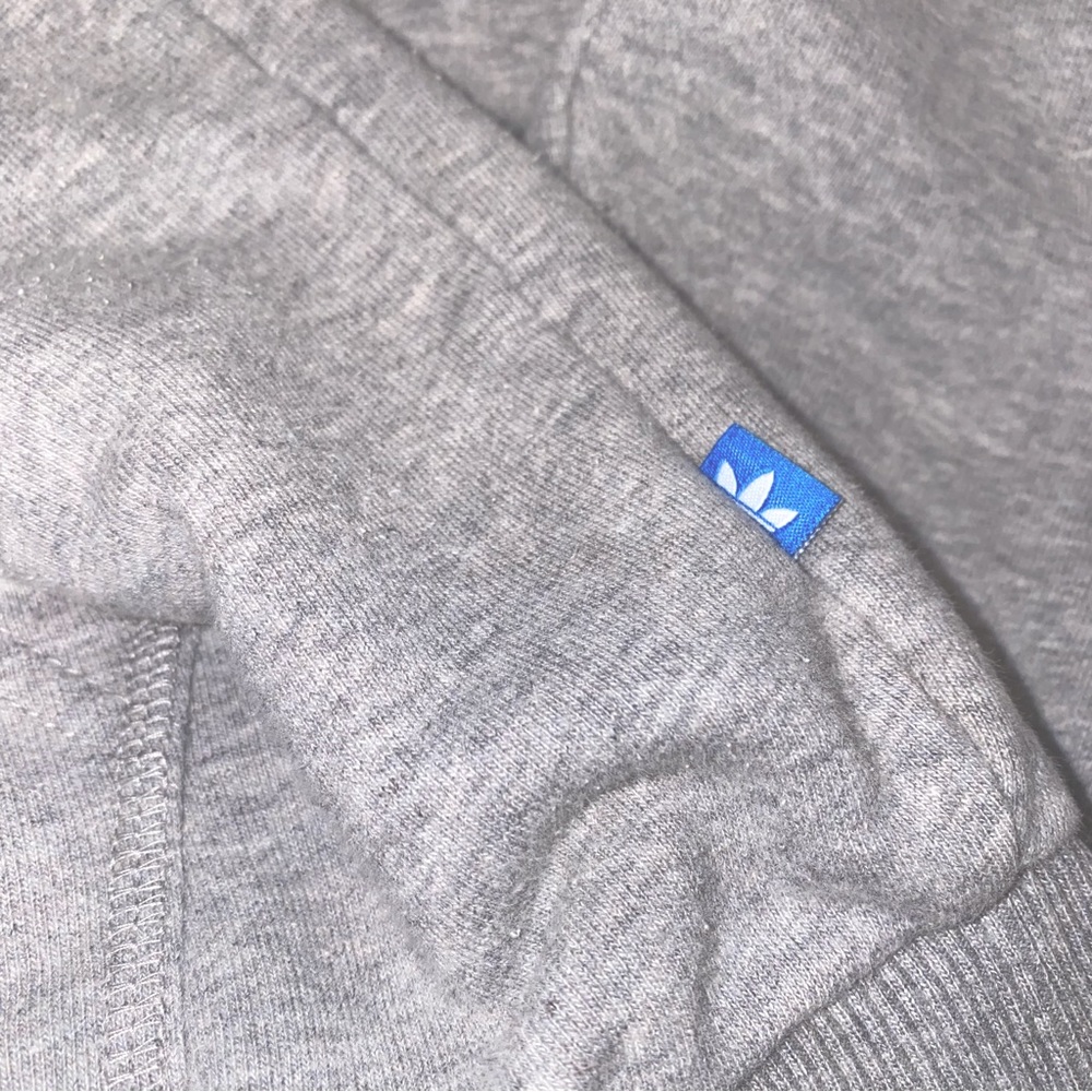ADIDAS HEATHER GREY GRAY FLEECE PULLOVER HOODIE OVERSIZE ADICOLOR TREFOIL JACKET - Picture 8 of 8
